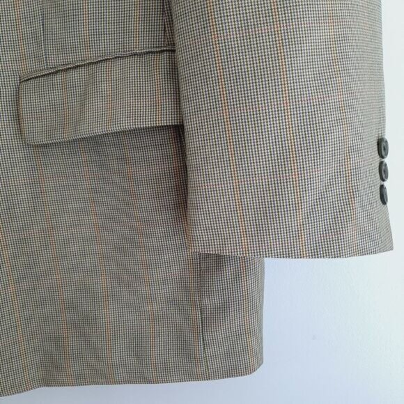 SAVILE ROW 100% Wool Blazer Jacket Plaid Beige Men's Sz 42 R - Picture 6 of 14